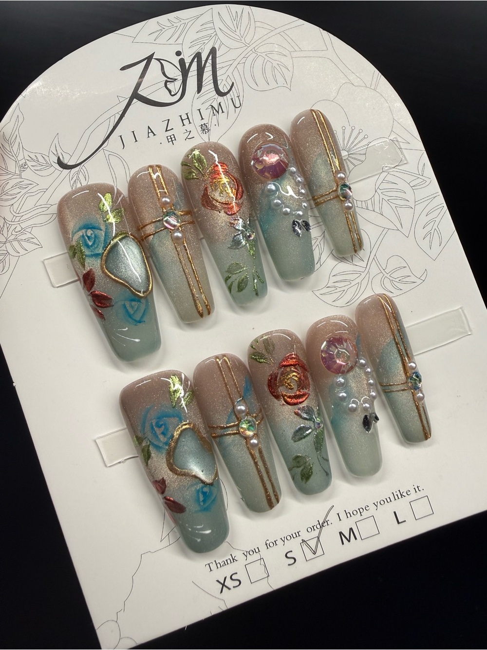 Floral Ombre Press-On Nail Set in Small